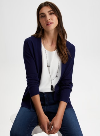Open Front Knit Cardigan, Ultra Marine 