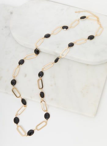 Faceted Stone Necklace, Black