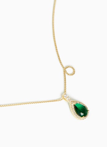 Teardrop Jewel Pendant Necklace, Green Pattern