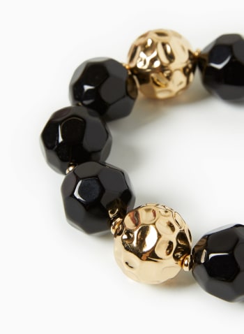 Bracelet à perles à facettes et texturées, Noir