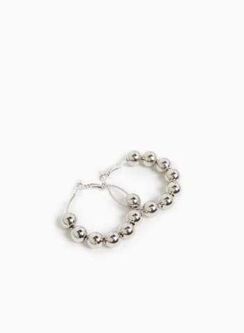 Boucles d'oreilles style créoles à perles, Argent