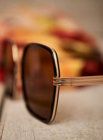 Geometric-Shaped Sunglasses, Black