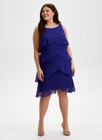 Tiered Pearl Detail Dress, Cool Blue