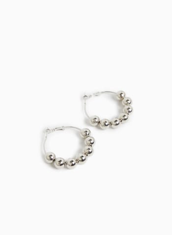 Boucles d'oreilles style créoles à perles, Argent