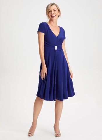 Belted Rhinestone Embellished Dress, Cool Blue