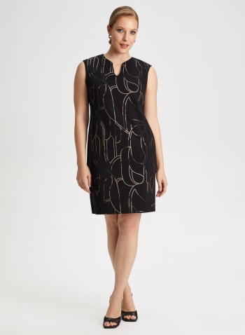 Abstract Motif Sleeveless Dress, Black Pattern