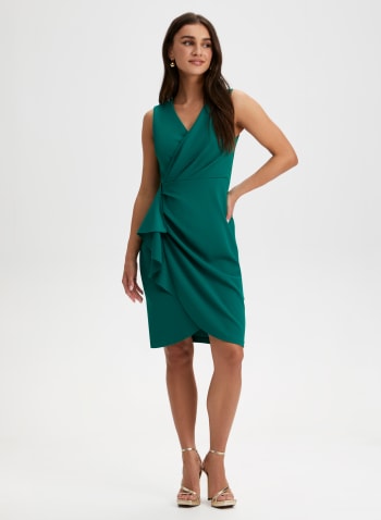 Sleeveless Wrap-Style Dress, Cedar Green