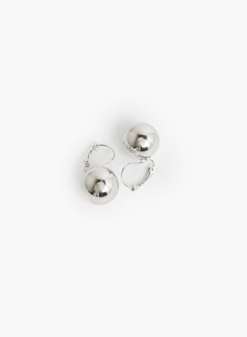 Ball-Shaped Dangle Earrings, Silver