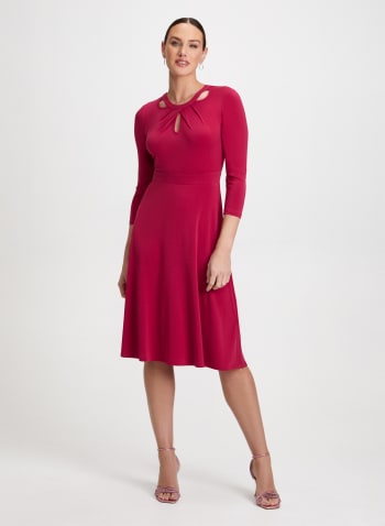 Cut-Out Detail Midi Dress, Ruby Red