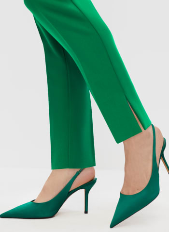 Slit Detail Slim Leg Pants, Palm Green