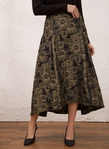 Floral Print Skirt, Brown