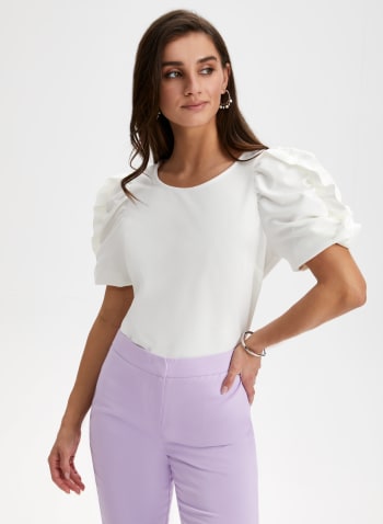 Short Puff Sleeve Top, Ivory