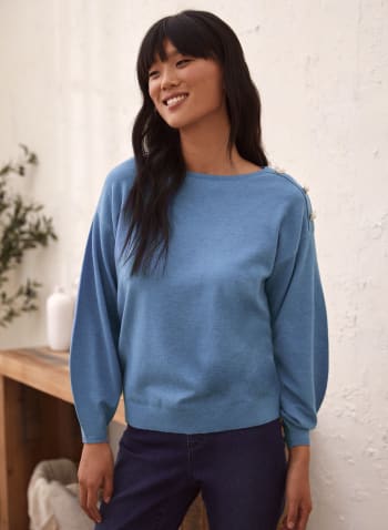 Button Detail Sweater, Blue