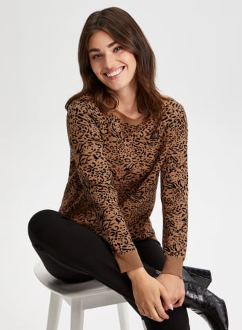 Leopard Print Sweater, Mushroom Mix