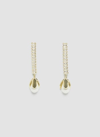 Pearl Drop Crystal Earrings, Gold