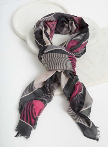 Abstract Square Pattern Scarf, Pink