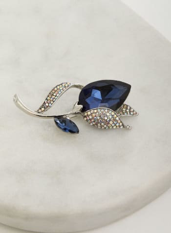 Faceted Stone Tulip Brooch, Blue