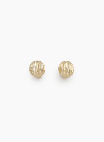 Cutout Detail Button Clip-On Earrings, Gold