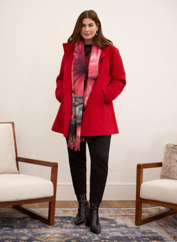 Stretch Faux Wool Coat, Red