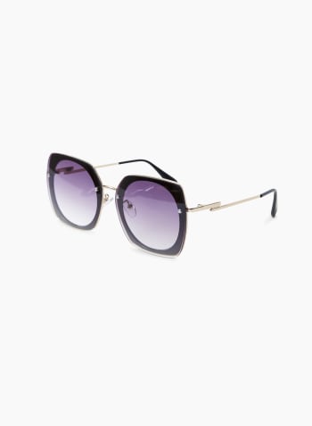 Oversized Wire Frame Sunglasses, Black