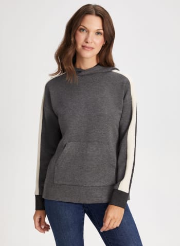 Hooded Colour Block Sweater, Medium Grey Mix 