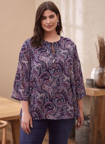 Paisley Print Tunic Blouse, Assorted