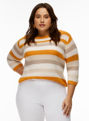 Stripe Print Sweater, Orange Pattern
