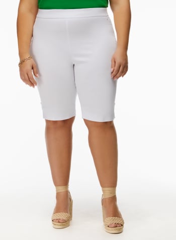 Pull-On Rivet Detail Bermuda Shorts, White