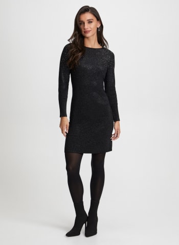 Stud Detail Sweater Dress, Black