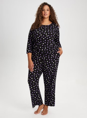 Pantalon de pyjama à motif pois, Motif noir