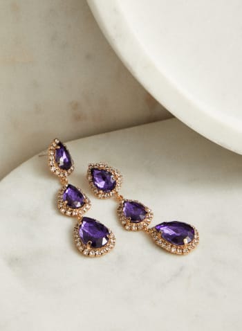 Tiered Dangle Earrings, Purple