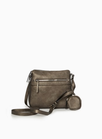 Zip Detail Handbag & Coin Purse, Grey