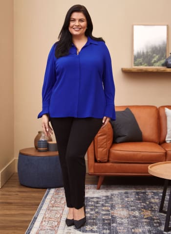 Long Sleeve Blouse, Electric Blue