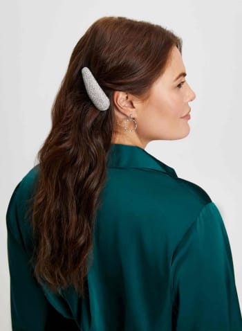 Crystal-Studded Hair Clip Set, Silver