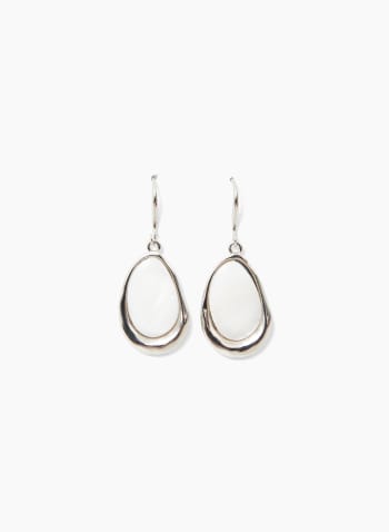 Oval Dangle Earrings, White
