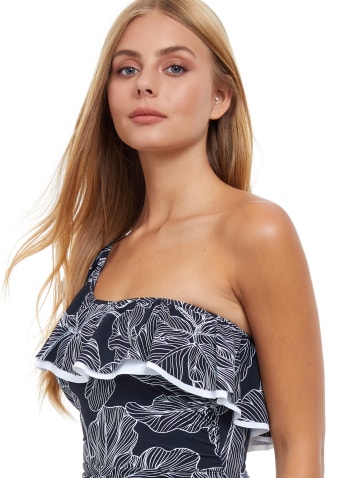 Profile by Gottex - Ruffle Detail Swimsuit, Black & White