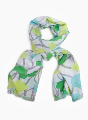 Foulard oblongue à motif floral abstrait, Vert menthe