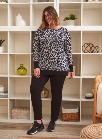Leopard Print Sweater, Grey Pattern