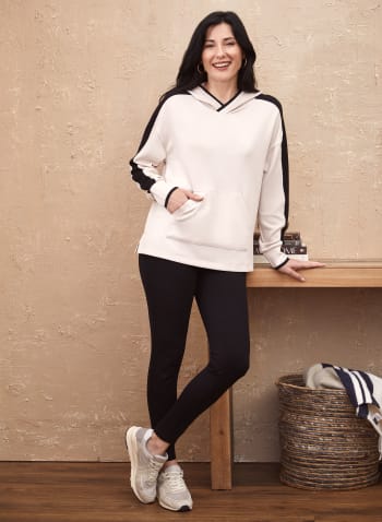 Hooded Colour Block Sweater, Soft Sand