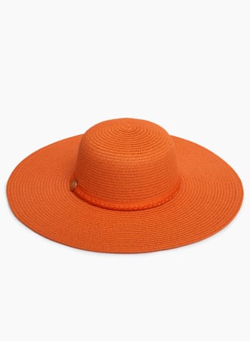 Chapeau à larges bords et détail en métal, Orange