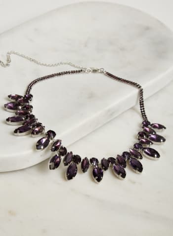 Faceted Stone Necklace, Purple