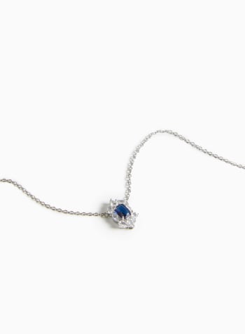 Collier à pendentif pierre et cristaux, Bleu frisson