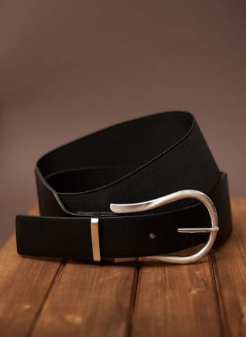 Horseshoe Buckle Elastic Belt, Black