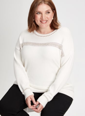 Pearl Detail Knit Sweater, Ivory