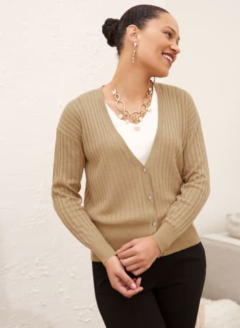 Button Front Cardigan, Gold