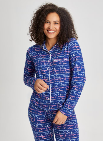 Printed Pyjama Set, Blue Pattern