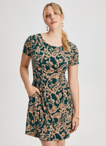Paisley Print Dress, Evergreen