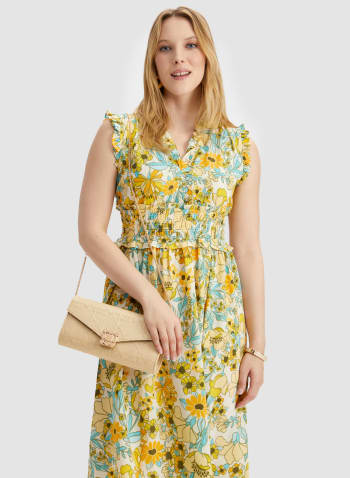 Floral Print Dress, Yellow Pattern