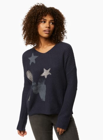 Star Print Sweater, Blue
