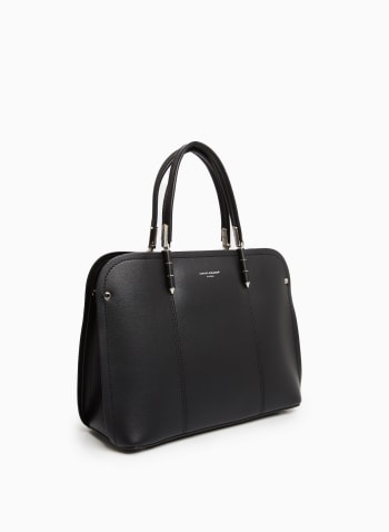 Vegan Leather Square Bag, Black